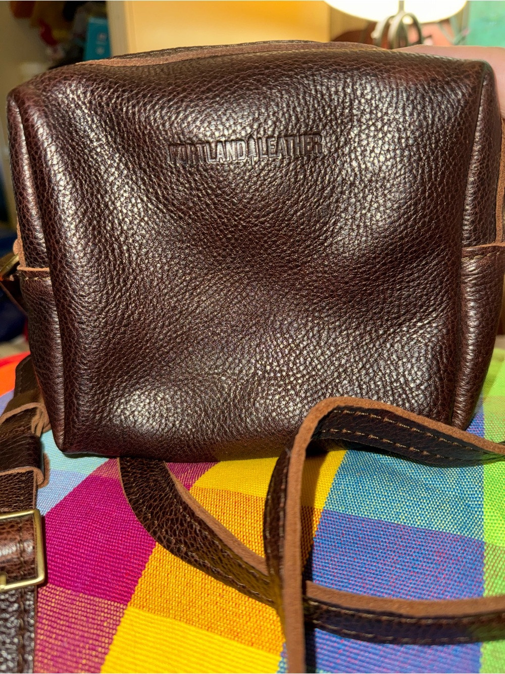 Portland Leather Goods Small Camera Bag Crossbody Coldbrew Full-Grain Leather
